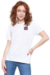 LEE RELAXED FIT TEE DAMSKI T-SHIRT KOSZULKA LOGO BRIGHT WHITE L40CBWLJ 112108494. Białe bluzki Lee, l, bez wzorów, bez kołnierzyka, bez ramiączek. Za 59,99 zł.