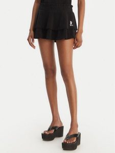 Juicy Couture Spódnica mini Smocked Terry JCGGS126006 Czarny Regular Fit. Czarne spódnice Juicy Couture, xs, bez wzorów, z bawełny, mini. Za 249,99 zł.