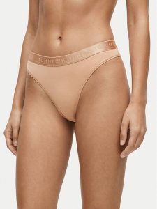 Tommy Hilfiger Stringi UW0UW06260 Beżowy. Brązowe stringi TOMMY HILFIGER, bez wzorów. Za 109,99 zł.