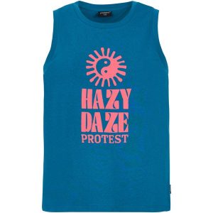 Top bez rękawów damski PROTEST PRTMalang. Niebieskie koszulki sportowe Protest, bez wzorów, bez ramiączek. Za 119,99 zł.