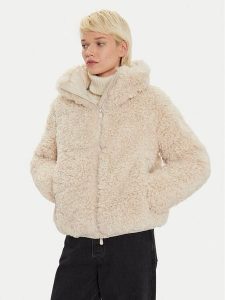 Save The Duck Kożuch D31990W CURL19 Beżowy Regular Fit. Brązowe płaszcze Save the duck, bez wzorów, z syntetyku, bez kaptura. Za 919,99 zł.