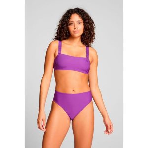 Dół od bikini z wysokim stanem i figi w kolorze fioletowym. Fioletowe bikini Puma, bez wzorów. Za 151,99 zł.
