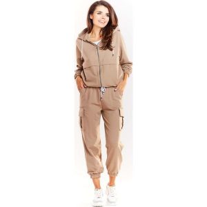 Beżowa Krótka Rozpinana Bluza z Kapturem. Brązowe bluzy Infinite You, l, bez wzorów, z bawełny, z kapturem. Za 194,90 zł.