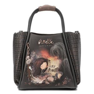 Brązowa Duża Torebka Damska 2w1 Anekke Premium. Brązowe shopper bag Anekke, bez wzorów, z materiału, na ramię, duże, z nadrukiem, bez dodatków. Za 479,00 zł.