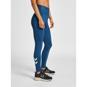 Damskie wysokie legginsy Hummel MT Grace. Niebieskie legginsy Hummel, bez wzorów, z materiału. W wyprzedaży za 226,50 zł.