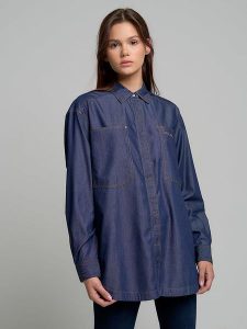 BIG STAR Koszula dżinsowa w kolorze granatowym rozmiar: S. Niebieskie koszule Big Star, s, bez wzorów, z bawełny, bez kołnierzyka, bez ramiączek. Za 159,99 zł.