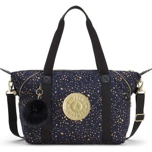Torebka "Art" w kolorze czarno-złotym - 44 x 27 x 20 cm. Torebki klasyczne marki Kipling. W wyprzedaży za 214,95 zł.