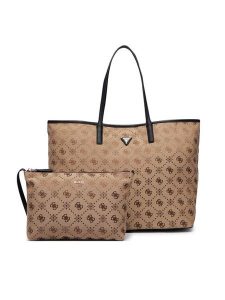 Guess Torebka VICTTORIA HWJP95 14290 Brązowy jasny. Brązowe shopper bag Guess, z aplikacjami, z materiału, bez dodatków. Za 714,99 zł.