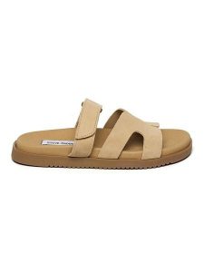 Steve Madden Skórzane klapki w kolorze beżowym rozmiar: 40. Brązowe klapki Steve Madden, bez wzorów, ze skóry, z otwartym noskiem, bez obcasa. Za 195,45 zł.
