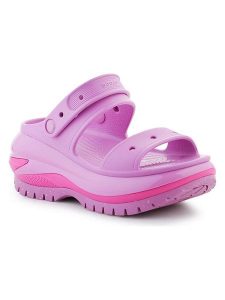 Crocs Sandały "Mega Crush" w kolorze fioletowo-róźwym na koturnie rozmiar: 38/39. Różowe sandały Crocs, bez wzorów, bez obcasa, na koturnie, bez zapięcia. Za 240,43 zł.