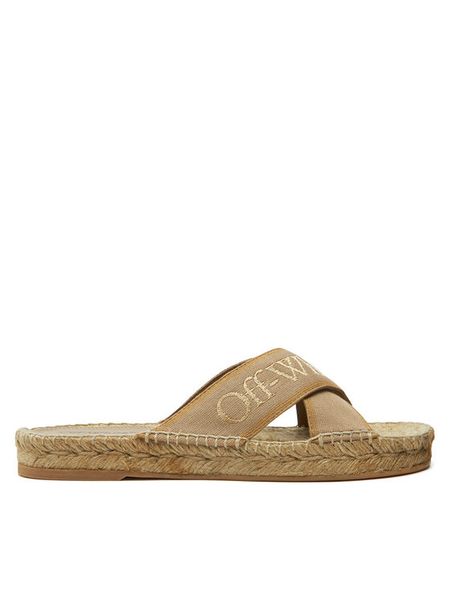Off-White Espadryle OWIB012S23FAB0016103 Beżowy. Brązowe espadryle OFF-WHITE, bez wzorów, z materiału, bez obcasa. Za 699,99 zł.