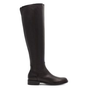 Muszkieterki GINO ROSSI. Czarne kozaki Gino Rossi, bez wzorów, bez obcasa, na płaskiej podeszwie, bez zapięcia. Za 459,99 zł.