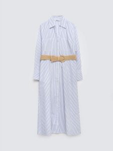 Sukienka damska midi koszulowa jasnoniebieska Merinsa 400. Niebieskie sukienki Big Star, na co dzień, l, bez wzorów, z bawełny, casualowe, bez kołnierzyka, bez ramiączek, midi, dopasowane. Za 249,99 zł.