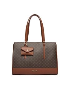 Nine West Torebka C-TANANA-KY253 Brązowy. Brązowe shopper bag Nine West, bez wzorów, z materiału, bez dodatków. Za 289,99 zł.