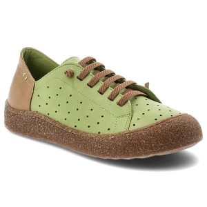 Półbuty damskie Ravini, ze skóry naturalnej licowej ażurowa cholewka sznurowanie wygodna podeszwa casual, zielone, 1301-1. Zielone półbuty Ravini, w ażurowe wzory, ze skóry, bez obcasa, bez zapięcia. Za 309,00 zł.