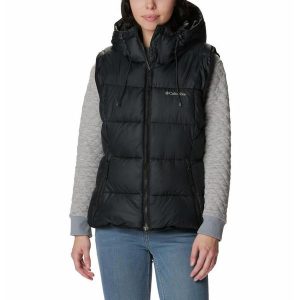 Bezrękawnik Puchowy Damski Columbia Pike Lake II Insulated Vest. Czarne kamizelki Columbia, xs, bez wzorów, z puchu, bez kołnierzyka, bez ramiączek, bez kaptura. Za 379,99 zł.