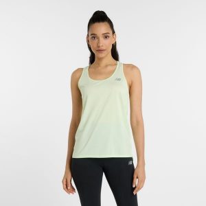 Koszulka damska New Balance WT41220MEW – miętowa. Zielone bluzki New Balance, s, bez wzorów, z materiału, sportowe, bez kołnierzyka, bez ramiączek. Za 79,99 zł.