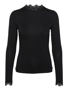 Vero Moda Koszulka "Rosa" w kolorze czarnym rozmiar: XL. Czarne bluzki Vero Moda, xl, bez wzorów, z koronki, bez kołnierzyka, bez ramiączek. Za 57,06 zł.