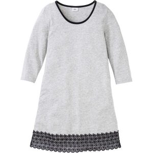 Koszula nocna z koronką bonprix jasnoszary melanż - czarny. Koszule nocne marki bonprix. Za 49,99 zł.