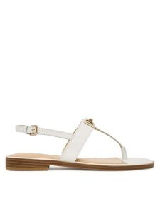 Guess Sandały FLJRMY LEA03 Biały. Białe sandały Guess, z aplikacjami, ze skóry, bez obcasa, na płaskiej podeszwie, bez zapięcia. Za 499,99 zł.