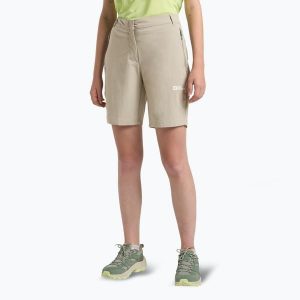 Spodenki trekkingowe damskie Jack Wolfskin Hikeout. Brązowe szorty Jack Wolfskin, bez wzorów, sportowe. Za 259,99 zł.