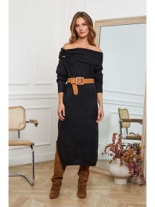 Joséfine Sukienka dzianinowa "Davy" w kolorze czarnym rozmiar: L. Czarne sukienki Joséfine, l, bez wzorów, z dzianiny, bez kołnierzyka, bez ramiączek, maxi. Za 152,99 zł.