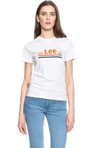 DAMSKI T-SHIRT LEE ESSENTIAL SLIM TEE BRIGHT WHITE L41HEPLJ 112108962. Białe t-shirty Lee, l, bez wzorów, bez kołnierzyka, bez ramiączek. Za 69,99 zł.