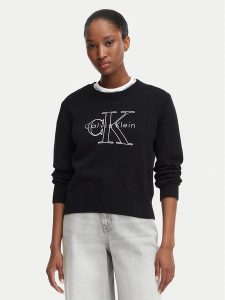 Calvin Klein Jeans Sweter LV047G322G Czarny Regular Fit. Czarne swetry klasyczne Calvin Klein Jeans, xs, z bawełny, bez kołnierzyka. Za 449,99 zł.