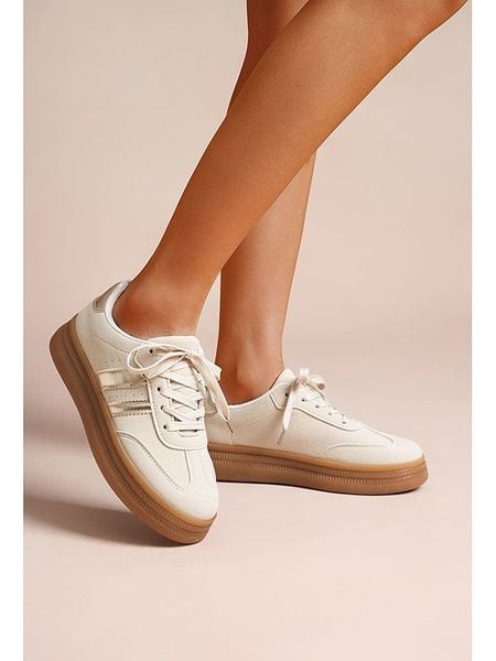 Foreverfolie Sneakersy w kolorze złoto-kremowym rozmiar: 38. Brązowe trampki Foreverfolie, bez wzorów, bez zapięcia. Za 104,64 zł.