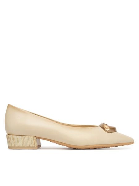 Hispanitas Czółenka HV264775 C003 Écru. Czółenka Hispanitas, bez wzorów, ze skóry, bez obcasa, bez zapięcia. Za 569,99 zł.