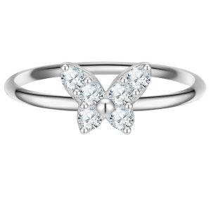Glanzstücke München Pierscionek Motyl z Srebra Sterling w srebrze z Cyrkonia Pierścionki 1 ct Damski. Białe pierścionki Glanzstücke München, z cyrkonią, srebrne. Za 186,99 zł.