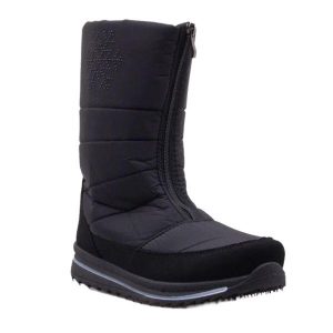 Damskie Ocieplane Buty Śniegowe. Czarne buty zimowe PROGRESSIVE, bez obcasa, bez zapięcia. Za 224,99 zł.