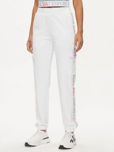 EA7 Emporio Armani Spodnie dresowe 3DTP64 TJKWZ 1100 Biały Regular Fit. Białe spodnie dresowe EA7 Emporio Armani, xl, bez wzorów, z dresówki. Za 249,99 zł.