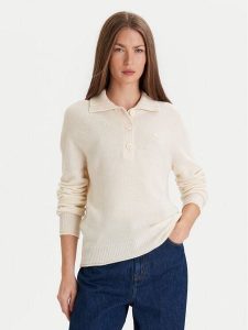 Lacoste Sweter AF4010 Écru Regular Fit. Swetry klasyczne Lacoste, z wełny, bez kołnierzyka. Za 519,99 zł.