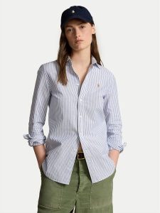 Polo Ralph Lauren Koszula 211941508001 Niebieski Slim Fit. Niebieskie koszule Polo Ralph Lauren, bez wzorów, z bawełny, bez kołnierzyka, bez ramiączek. Za 439,99 zł.