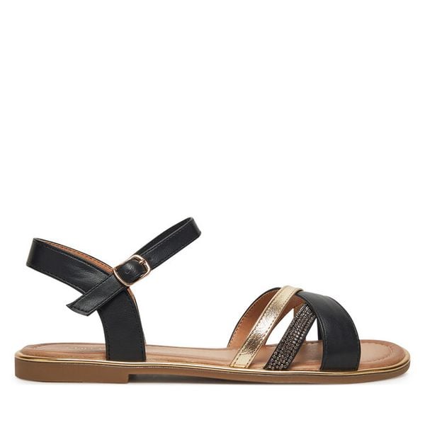 Sandały Clara Barson. Czarne sandały Clara Barson, bez wzorów, bez obcasa, na płaskiej podeszwie, bez zapięcia. Za 99,99 zł.