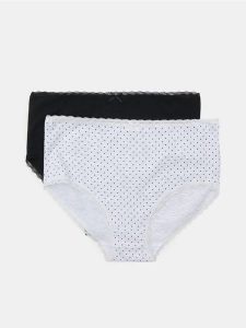 Bawełniane majtki figi z wysokim stanem 2 pack - wielobarwny. Figi Sinsay, bez wzorów, z bawełny. Za 11,99 zł.