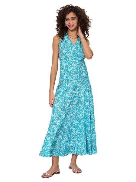 Aller Simplement Sukienka w kolorze turkusowo-białym rozmiar: 34/36. Białe sukienki Aller Simplement, bez wzorów, z bawełny, klasyczne, bez kołnierzyka, bez ramiączek, maxi. Za 78,84 zł.