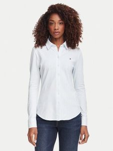 Tommy Hilfiger Koszula 1985 WW0WW43528 Niebieski jasny Slim Fit. Niebieskie koszule TOMMY HILFIGER, xxs, bez wzorów, z bawełny, bez kołnierzyka, bez ramiączek. Za 409,99 zł.