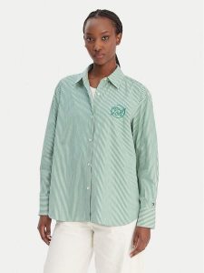Tommy Hilfiger Koszula WW0WW48190 Zielony Regular Fit. Zielone koszule TOMMY HILFIGER, bez wzorów, z bawełny, bez kołnierzyka, bez ramiączek. Za 489,99 zł.