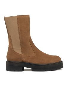 Geox Botki D Spherica Ec7 D36VDK 00022 C6372 Brązowy. Brązowe botki Geox, bez wzorów, z materiału, bez obcasa, na płaskiej podeszwie, bez zapięcia. Za 489,99 zł.