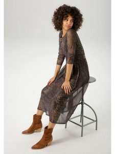 Aniston Sukienka w kolorze zielono-brązowym rozmiar: 44. Brązowe sukienki Aniston, bez wzorów, bez kołnierzyka, bez ramiączek, midi. Za 95,99 zł.