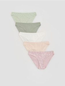 Bawełniane majtki figi 5 pack - jasnozielony. Zielone figi Reserved, bez wzorów, z bawełny. Za 79,99 zł.