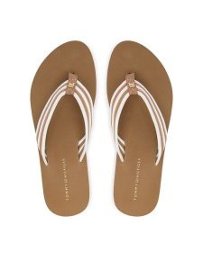 Tommy Hilfiger Japonki FW0FW09196 Beżowy jasny. Brązowe klapki TOMMY HILFIGER, bez wzorów, z syntetyku, bez obcasa. Za 189,99 zł.