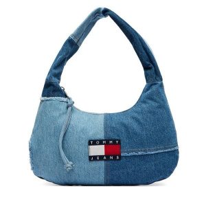 Torebka Tommy Jeans. Niebieskie torebki klasyczne Tommy Jeans, bez wzorów, z denimu, bez dodatków. Za 489,99 zł.