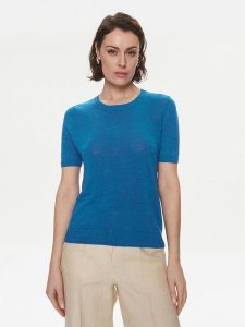 Weekend Max Mara Sweter Pancone 2415361032 Niebieski Regular Fit. Niebieskie swetry klasyczne Weekend Max Mara, s, ze lnu, bez kołnierzyka. Za 409,99 zł.