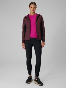 4F Legginsy trekkingowe damskie - czarne L. Czarne legginsy 4f, bez wzorów, z materiału, z podwyższonym stanem. Za 199,99 zł.