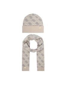 Guess Zestaw szalik i czapka GFBOX WP6401 Kremowy. Białe szaliki Guess, z aplikacjami, z wiskozy. Za 294,99 zł.
