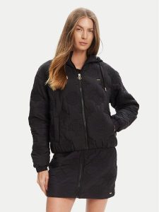 Guess Kurtka przejściowa V5YL0 3WHEB2 Czarny Regular Fit. Czarne kurtki Guess, xs, z aplikacjami, z syntetyku, bez kaptura. Za 399,99 zł.