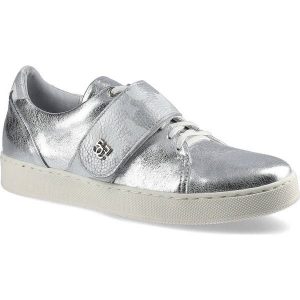Srebrne Sneakersy Simen Damskie Modne Półbuty. Szare półbuty Simen, bez wzorów, z gumy, bez obcasa, na platformie, bez zapięcia. Za 239,00 zł.